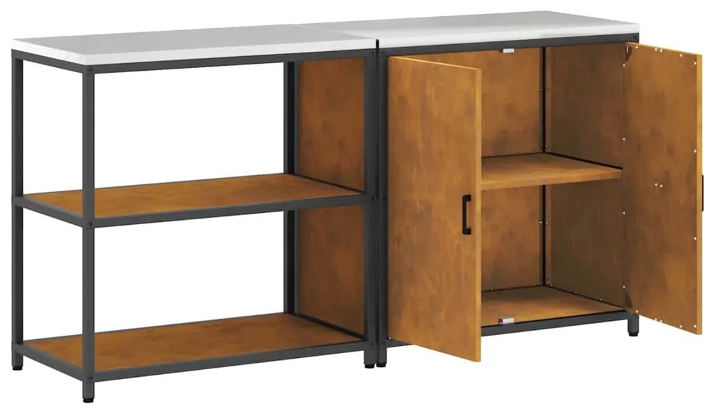 Konyhai Tároló Készlet polcokkal 2 pcs Rozsdás 180 x 50 x 92 cm