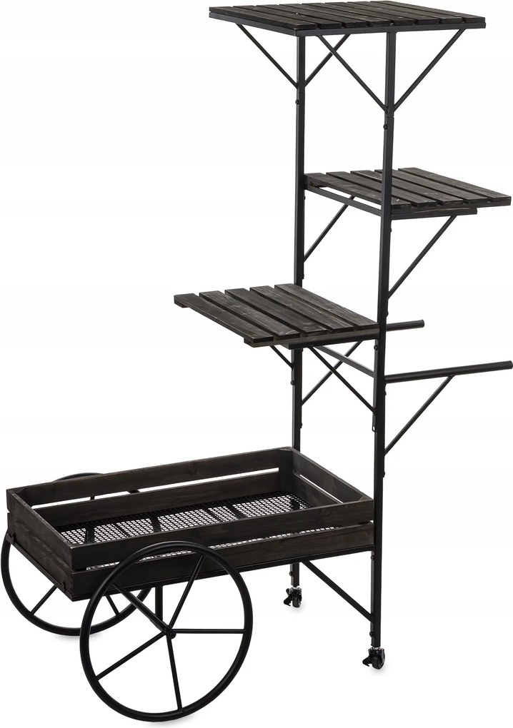 Fából készült virágtartó állvány Virágágyás Kerti retro dekorációs kocsi