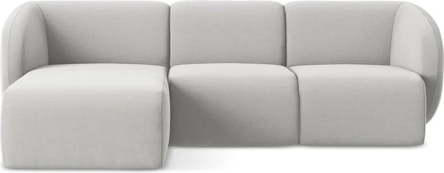 Világosszürke bársony sarokkanapé (bal oldali-heverő résszel) Lani – Makamii