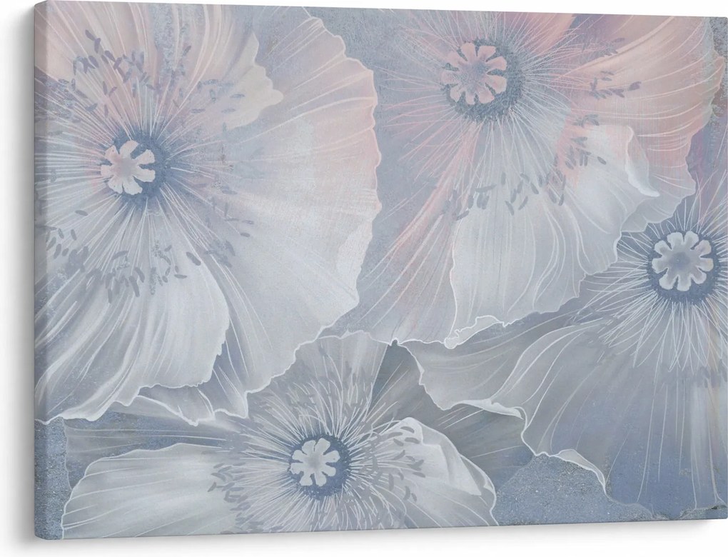 Kép - Kék virágok a falon (70x50 cm)