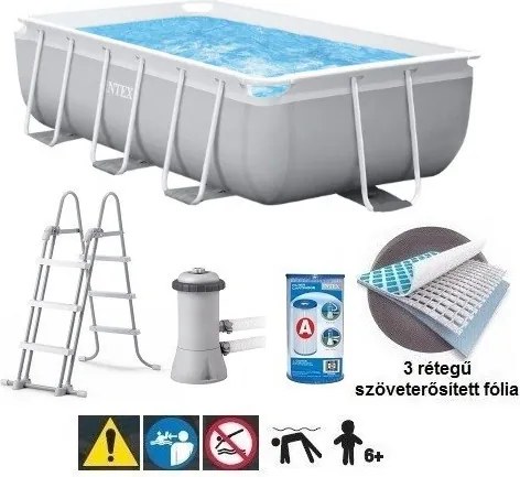 INTEX MetalPrism Set négyszögletű fémvázas medence 300 x 175 x 80 cm (26784)