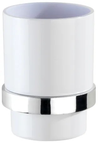 WENKO 23847800-Fogkefetartó pohár TURBO-LOC QUADRO ED. 7x9,5 cm fényes króm/fehér