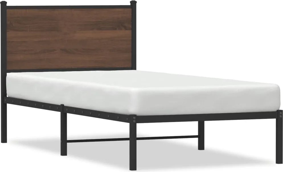 vidaXL barna tölgy színű fém ágykeret matrac nélkül 90 x 200 cm