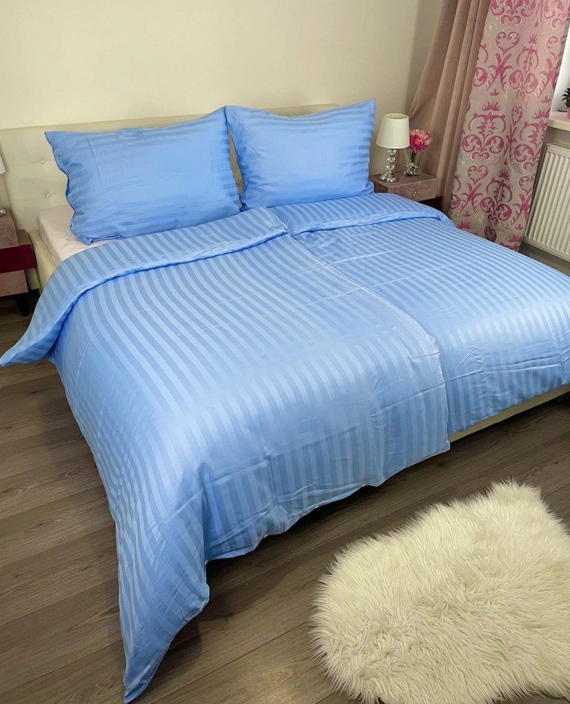 Damaszt kék ágyneműhuzat TiaHome - 1x Párna 90x70cm, 1x Paplan 140x200cm