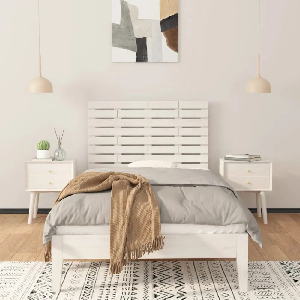 fehér tömör fenyőfa fali fejtámla 96 x 3 x 63 cm