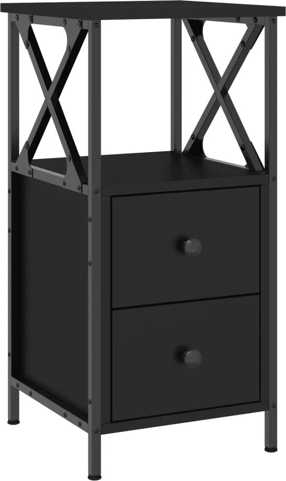 vidaXL fekete szerelt fa éjjeliszekrény 34x35,5x70 cm