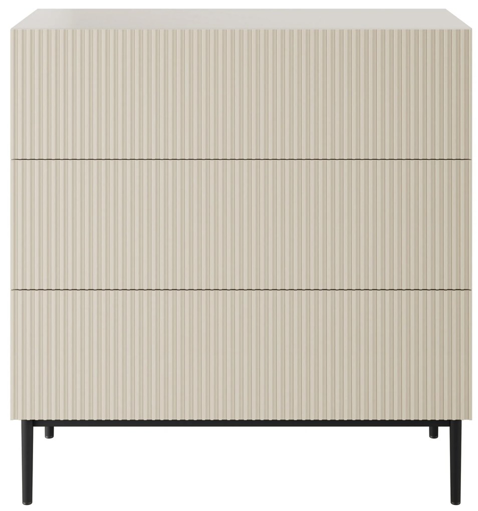 Nicole komód 100 cm fiókos, martellázott előlap - kasmír / fekete lábak