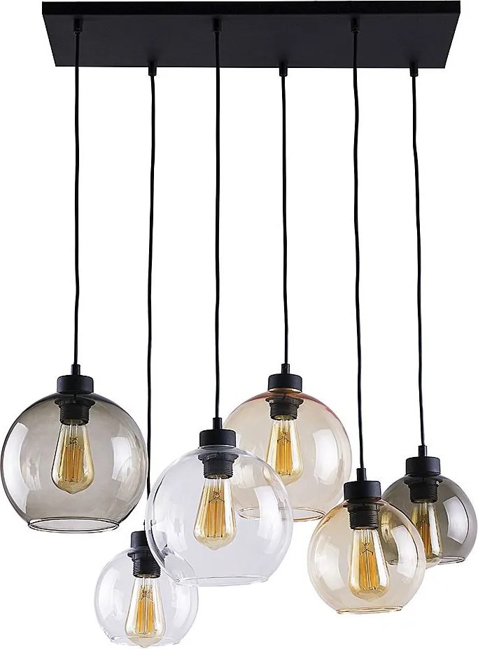 TK LIGHTING 2164 CUBUS Többágú Függesztett Lámpa Borostyán, Fekete, Grafit, Átlátszó E27 IP20