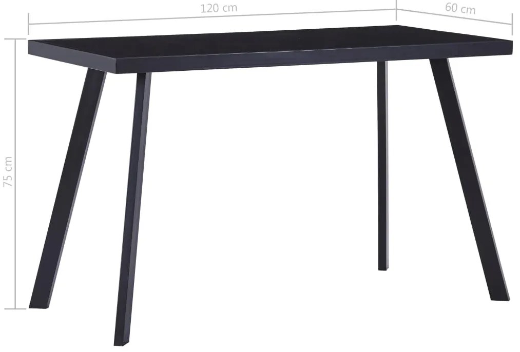 Fekete edzett üveg étkezőasztal 120 x 60 x 75 cm