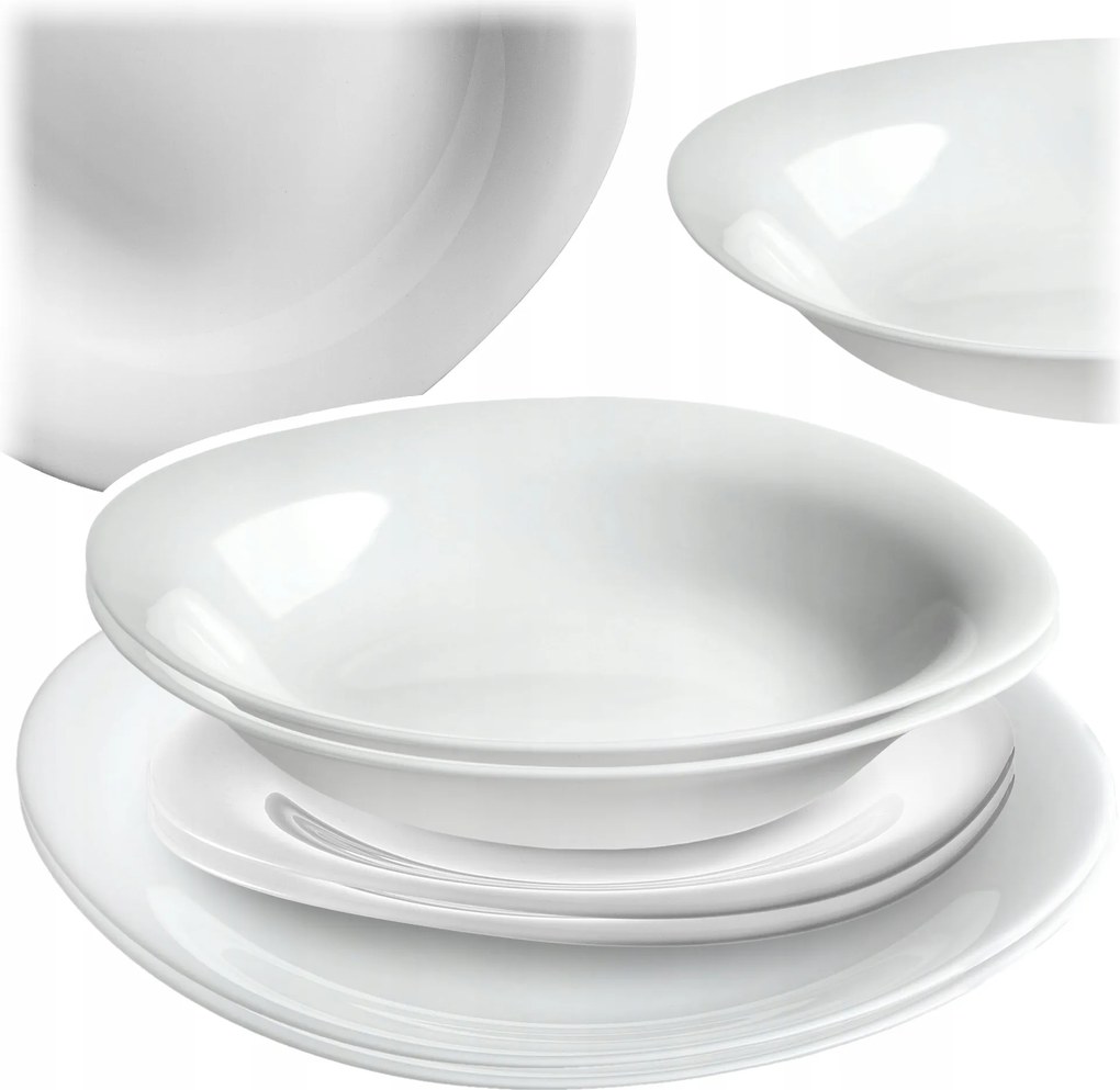 Ebédlő Szett 2 Személyes Tányér Szett Étkészlet Fehér 6db-os