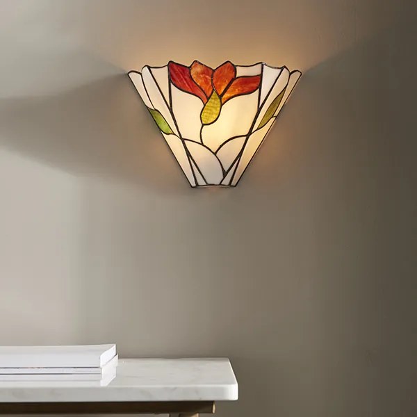 Endon klasszikus tiffany fali lámpa botanica matt fekete sokszínű end63964