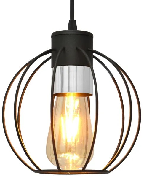 Csillár zsinóron STARLIGHT 1xE27/15W/230V fekete/ezüst