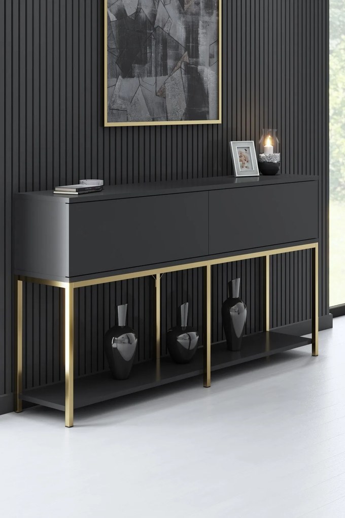 Konzolasztal Lord - Anthracite, Gold