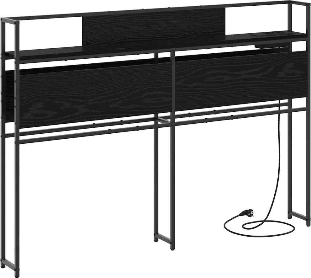 vidaXL Tároló fejtámla polcokkal tárolóval Musta tammi 120 cm Faanyag