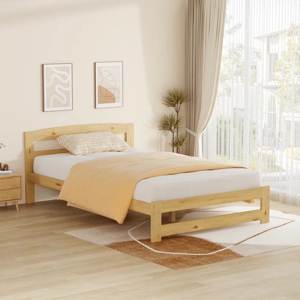 Ágy ágyráccsal, természetes, 120x200, AZRA