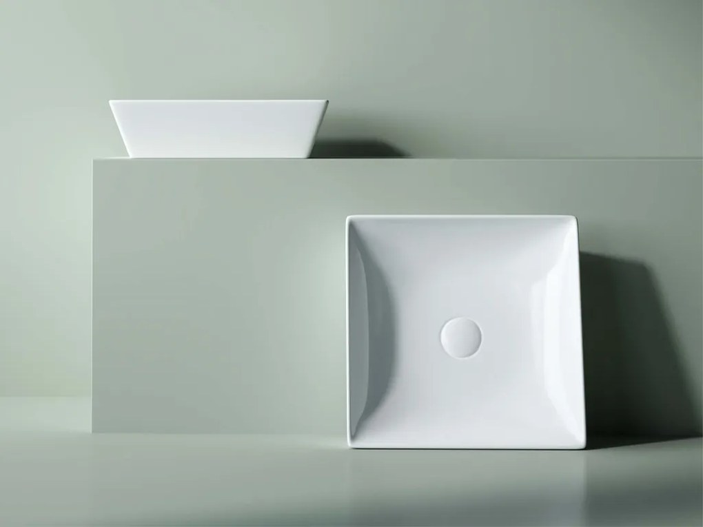 Sanovit DECENTE - PULTRA ültethető - Top Counter - porcelán mosdó - - 40 x 40 cm
