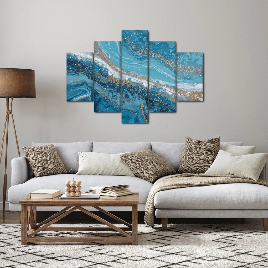 Kép - Világoskék márvány arannyal I. (150x105 cm)