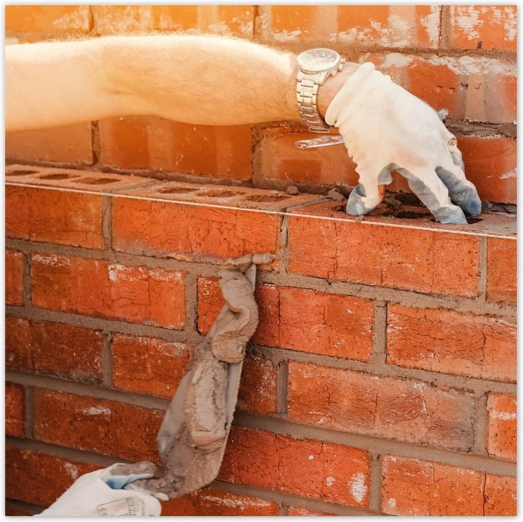 Poszterek 100x100 Tégla lerakás habarcs