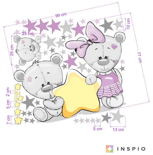 INSPIO Lila macis falmatrica csillagokkal és névvel