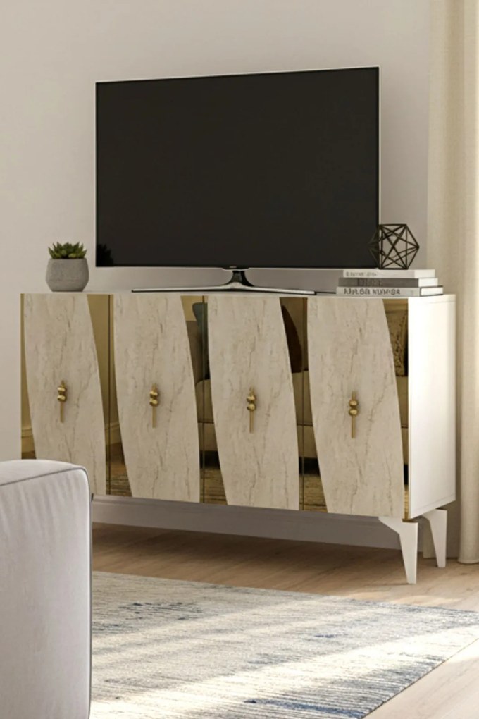 Elips 120 - White, Travertine, Gold
