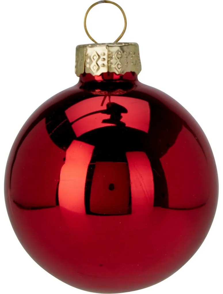 16 darabos karácsonyi díszkészlet Crystal Harmony,piros, átmérő 5 cm, üveg, 5 cm átmérőjű