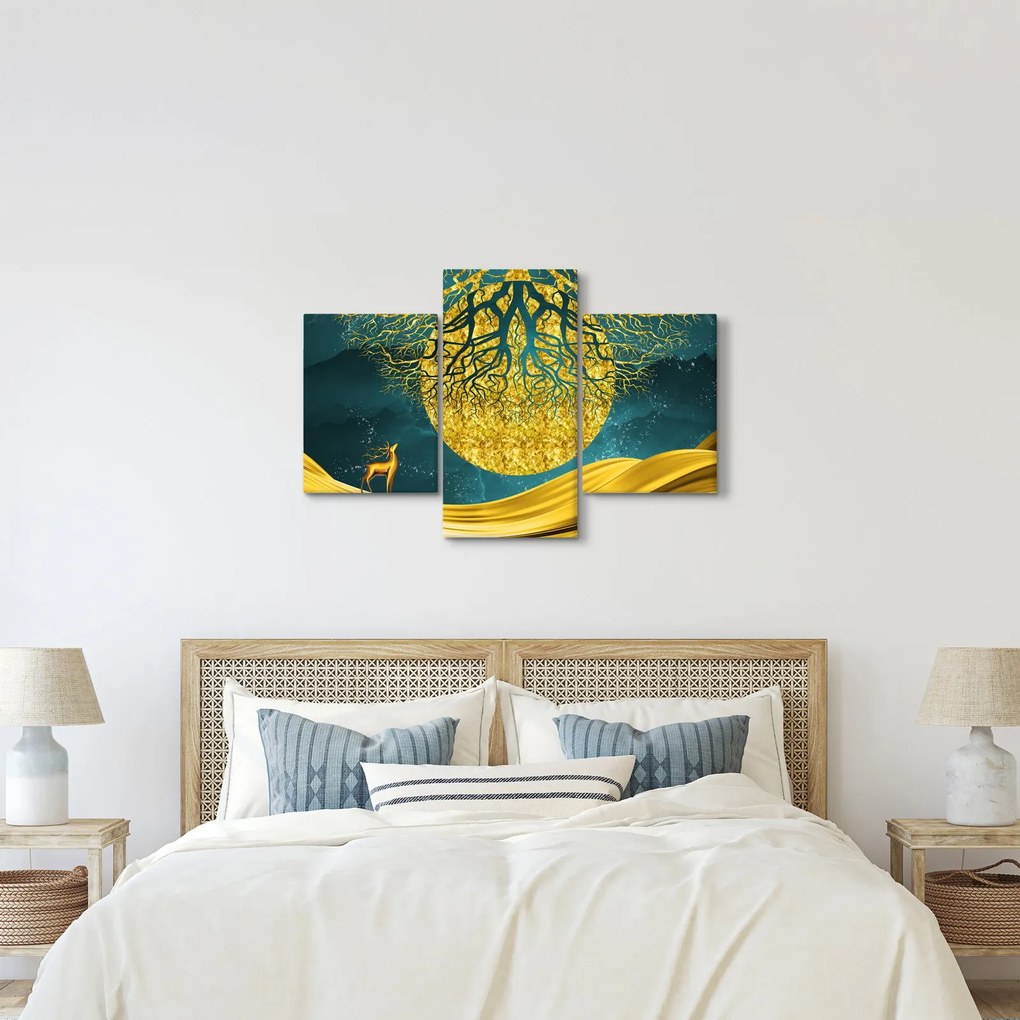 Kép - absztrakció, arany táj (90x60 cm)