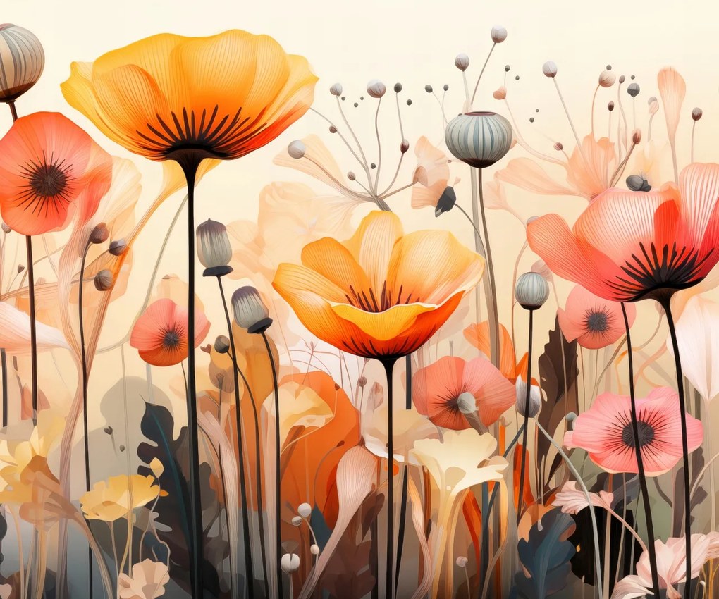 Poszter 60x50cm Táncos pipacsok