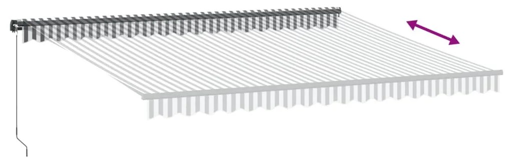 antracitszürke-fehér LED-es kézi napellenző 450 x 350 cm