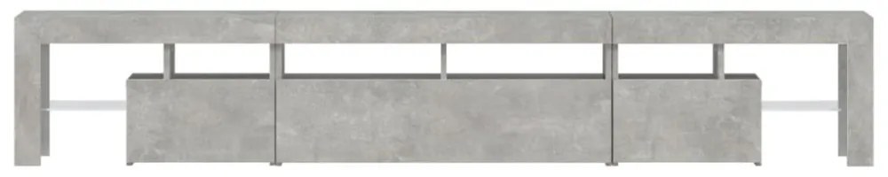 betonszürke TV-szekrény LED lámpákkal 230x36,5x40 cm