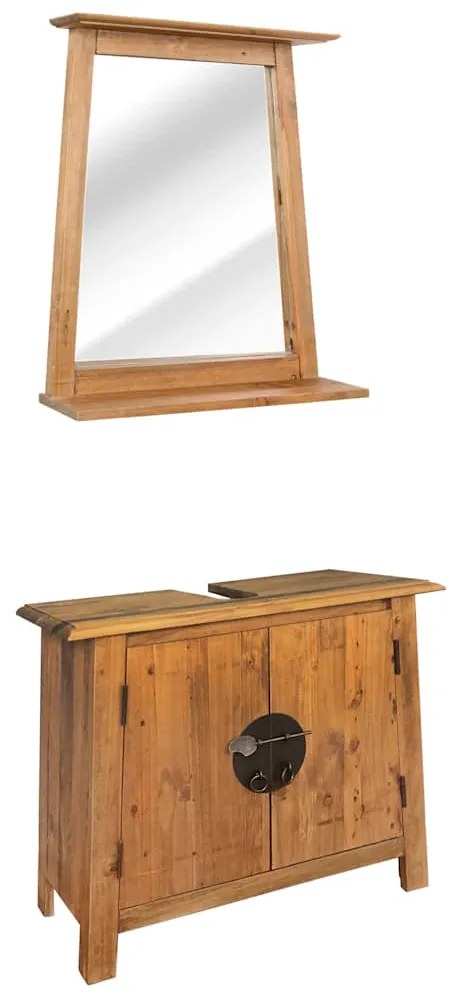 vidaXL tömör újrahasznosított fenyőfa fürdőszobai bútorszett