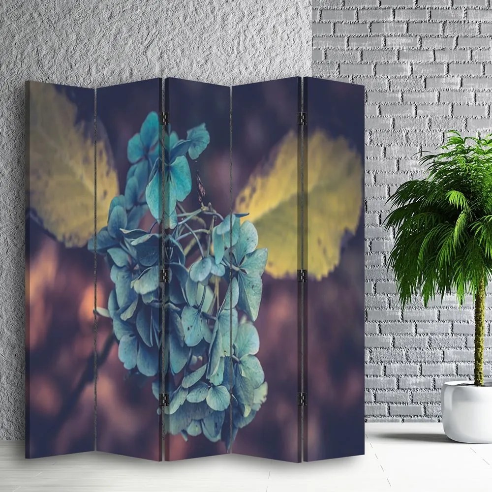 Gario Paraván Türkiz virág makro méretarányban Méret: 180 x 170 cm, Kivitelezés: Klasszikus paraván