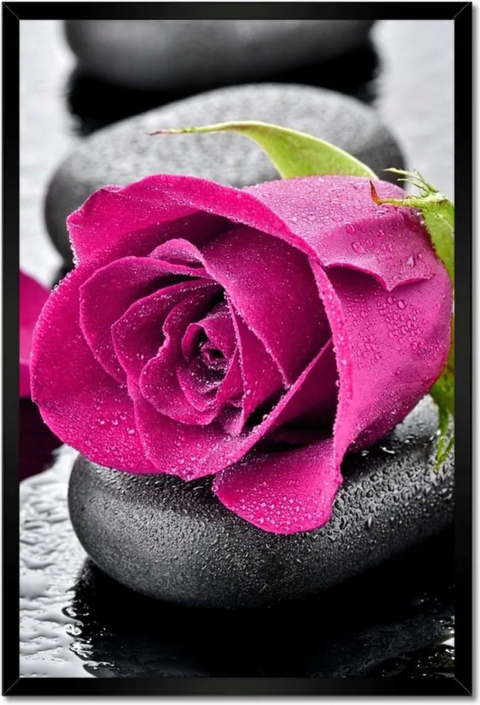 Poszterek keretben 40x60 Rózsaszín rózsa köveken