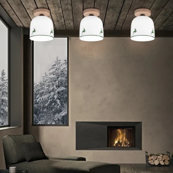 KolarzA1352.11.G.100-Felületre szerelhető csillár NONNA 1xE27/60W/230V szarvas tölgy/fehér/zöld