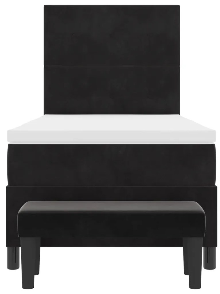 Boxspring Ágy Matrac és Pad Fekete 100x200 cm Velúr