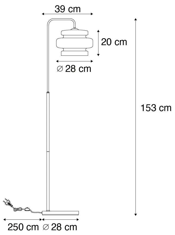 Retro állólámpa fekete, zöld üveggel - Denise