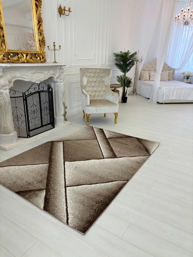 Nora 6034 bézs modern szőnyeg 80 cm-es szett