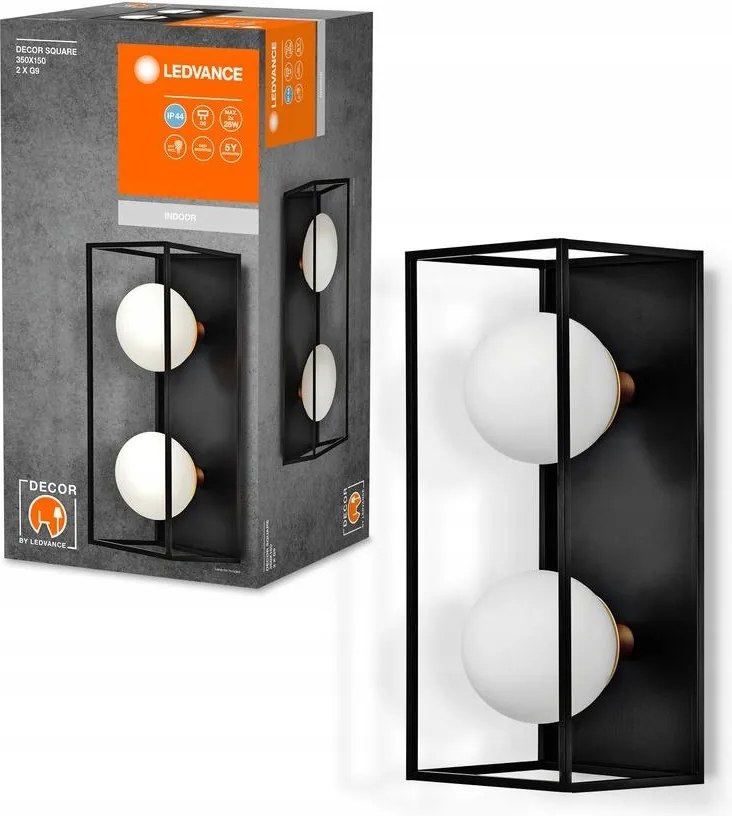 Dekorációs lámpa Falra szerelhető lámpatest G9 Fekete Decor Ledvance