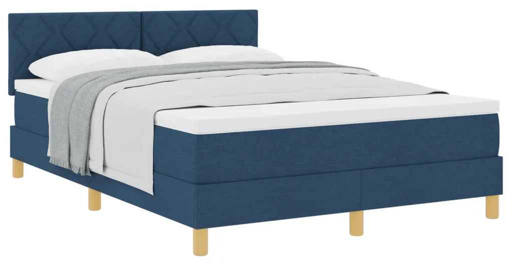 Box Spring Ágy Matraccal Kék 140x200 cm Szövet
