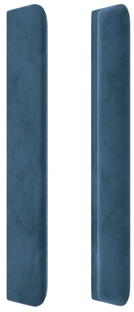 sötétkék bársony LED-es fejtámla 183x16x118/128 cm
