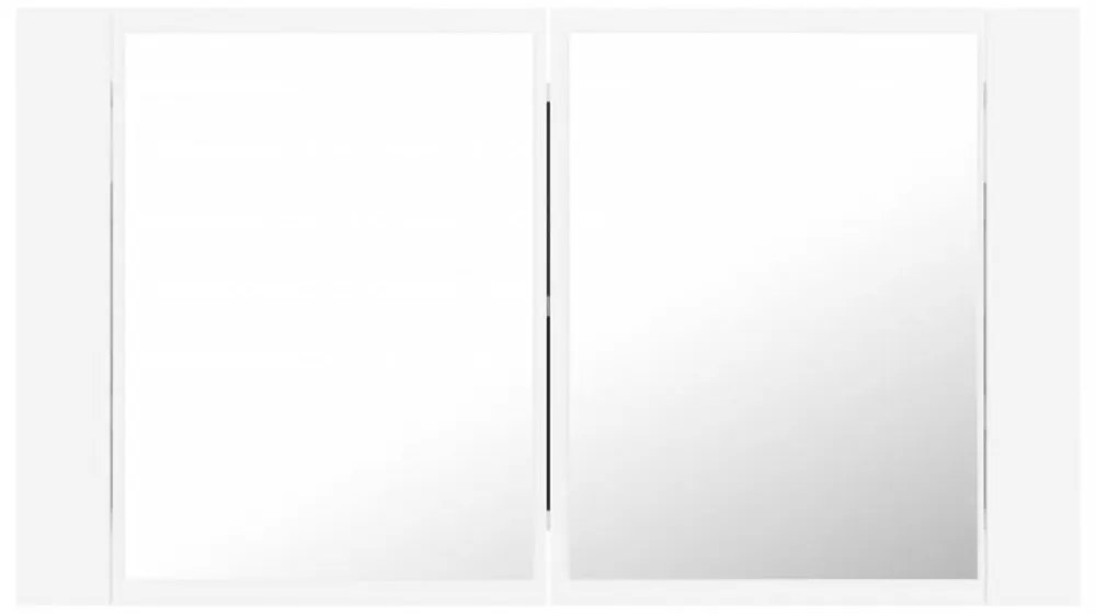 fehér akril LED-es fürdőszobaszekrény tükörrel 80x12x45 cm