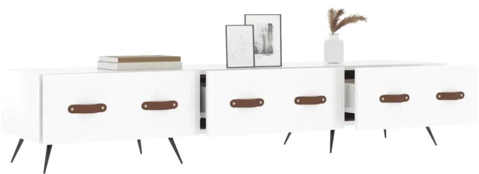 fehér magasfényű szerelt fa TV-szekrény 150x36x30 cm