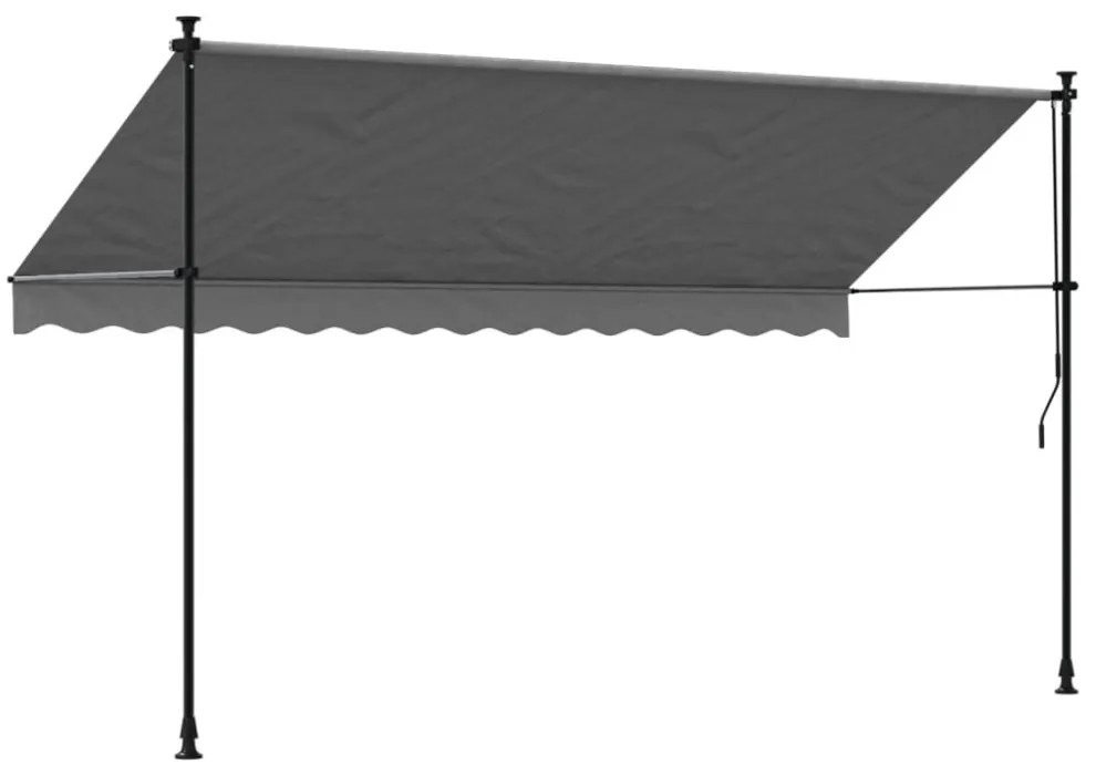 antracit szövet és acél feltekerhető napellenző 350 x 150 cm