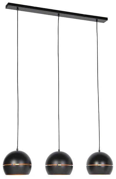 Okos függőlámpa fekete, arany belsővel, 3 izzóval, Wifi ST64-gyel - Buell