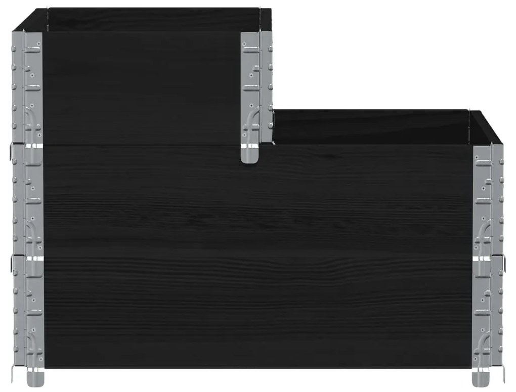 3 szintes fekete tömör fenyőfa magaságyás 120 x 80 cm