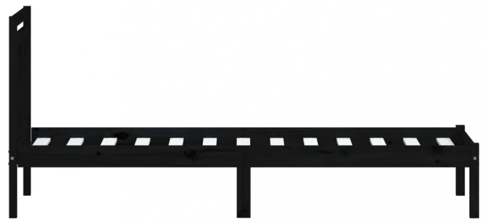 fekete tömör fa ágykeret 75 x 190 cm (Small Single)