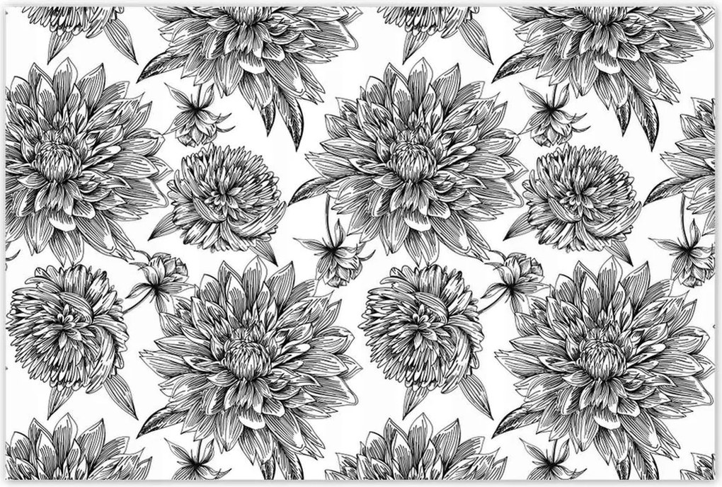 Poszterek 120x80 Fekete-fehér grafika Virág