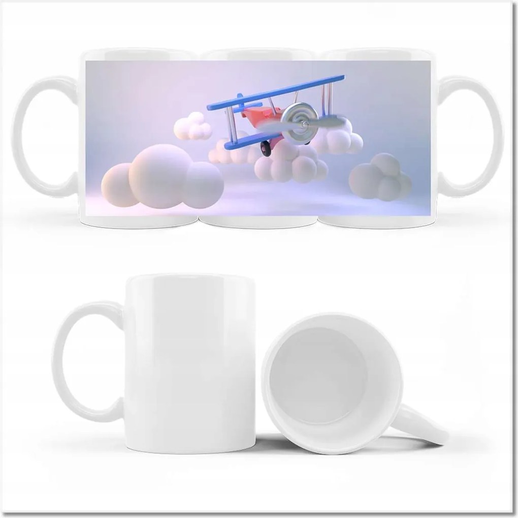 Nyomott mintás bögre Repülőgép gyerekeknek