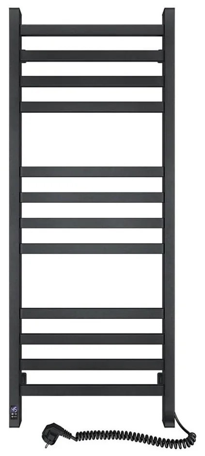 Fürdőszobai törölközőszárító radiátor termosztáttal AVANGARD 459W/230V 120,6cm IP44 fekete pr.