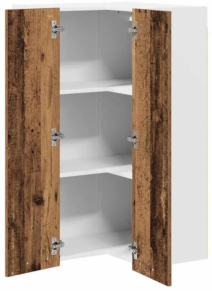 Függő szekrény Riga Régi fa és fehér 57 x 57 x 100 cm Faanyag