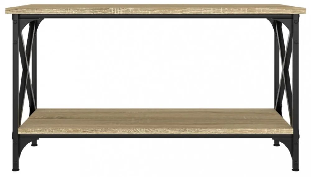 sonoma tölgy színű szerelt fa és vas dohányzóasztal 80x45x45 cm